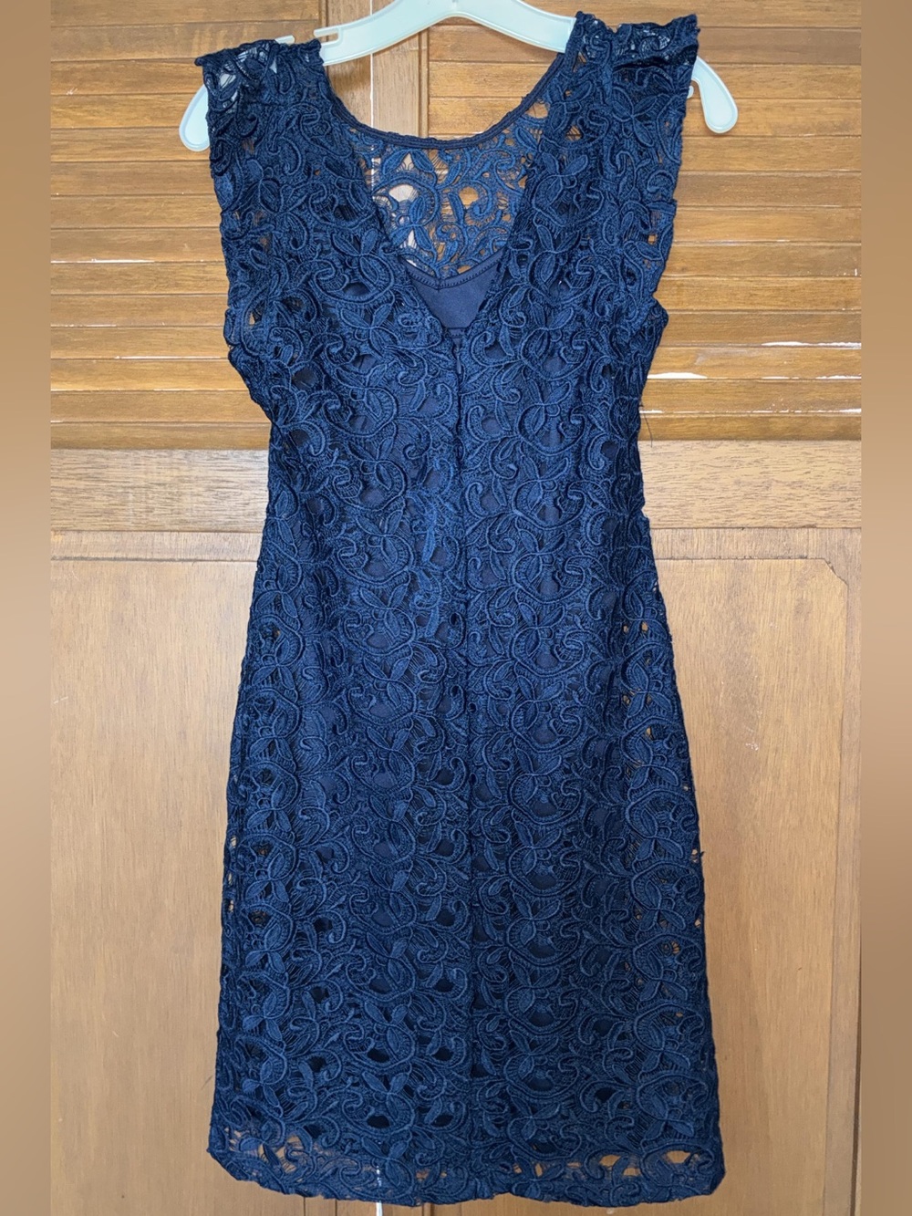 Ya Los Angeles Navy Lace Midi Sheath Dress
